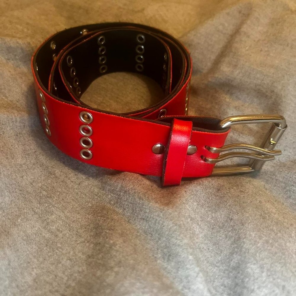 red and black grommet goth emo belt y2k avant garde layering
